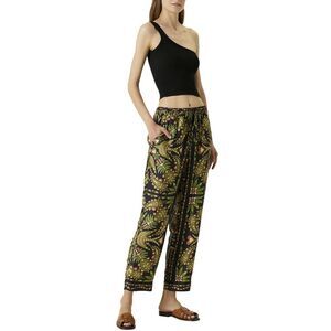 Farm Rio Womens Martina Scarf Cropped Pants X-Small Black - NWT $185